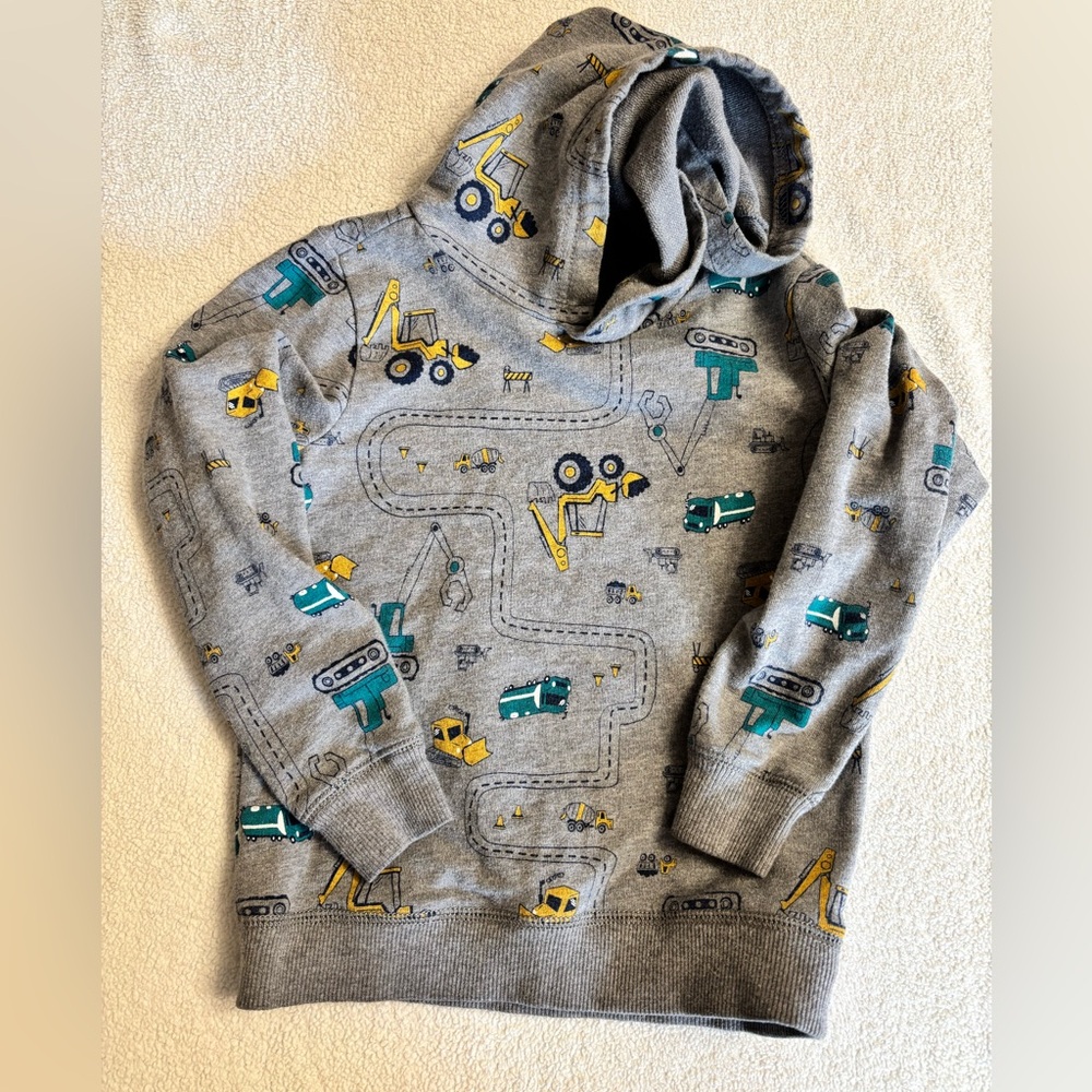 Carter's Gray Hoodie with Construction Print